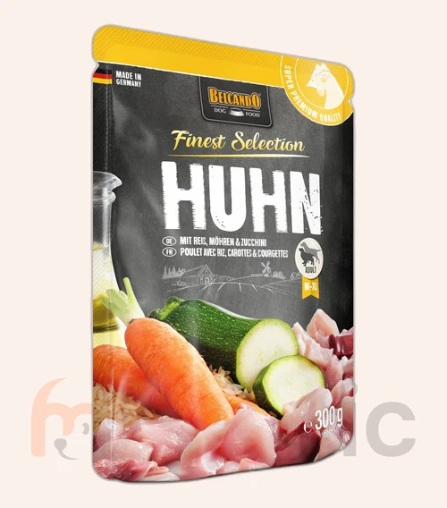 Hrană umedă pentru câini Belcando Finest Selection, pui cu orez, morcovi și dovlecei, 300 g