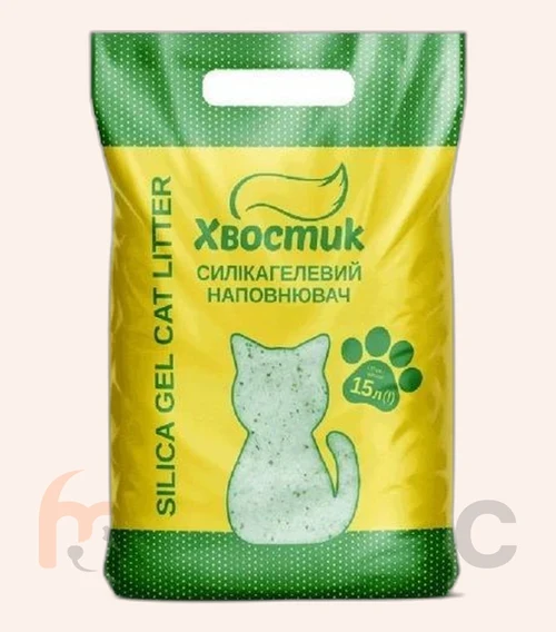 Așternut silicat Hvostik, granule fine, 0,5-2 mm, 15 L