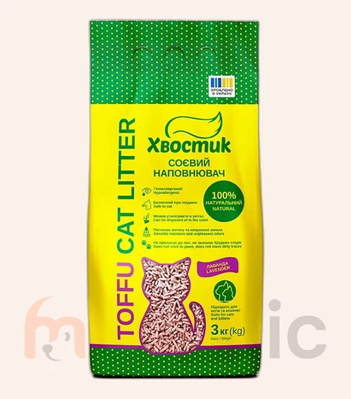 Așternut vegetal Hvostik Tofu cu aromă de lavandă, 6 L (3 kg)