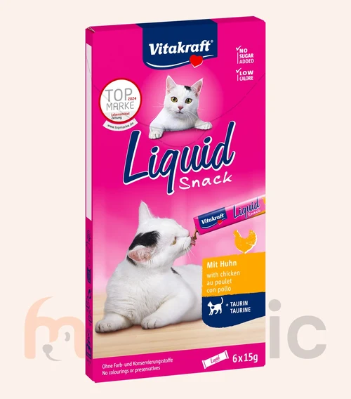 Recompensă pentru pisici Vitakraft Liquid Snack cu pui, 6 buc (90 g)